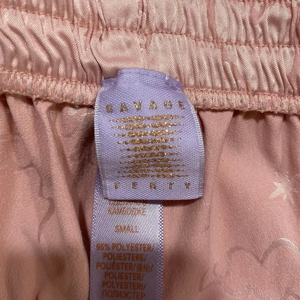 Savage X Fenty Pink Satin Pajama Shorts Y2K Coquette Lounge Small